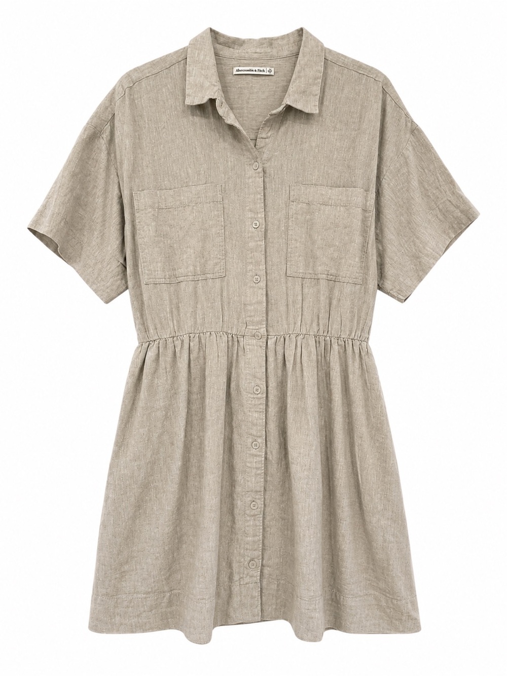 Abercrombie & Fitch Linen Blend Utility Shirt Dress - LP